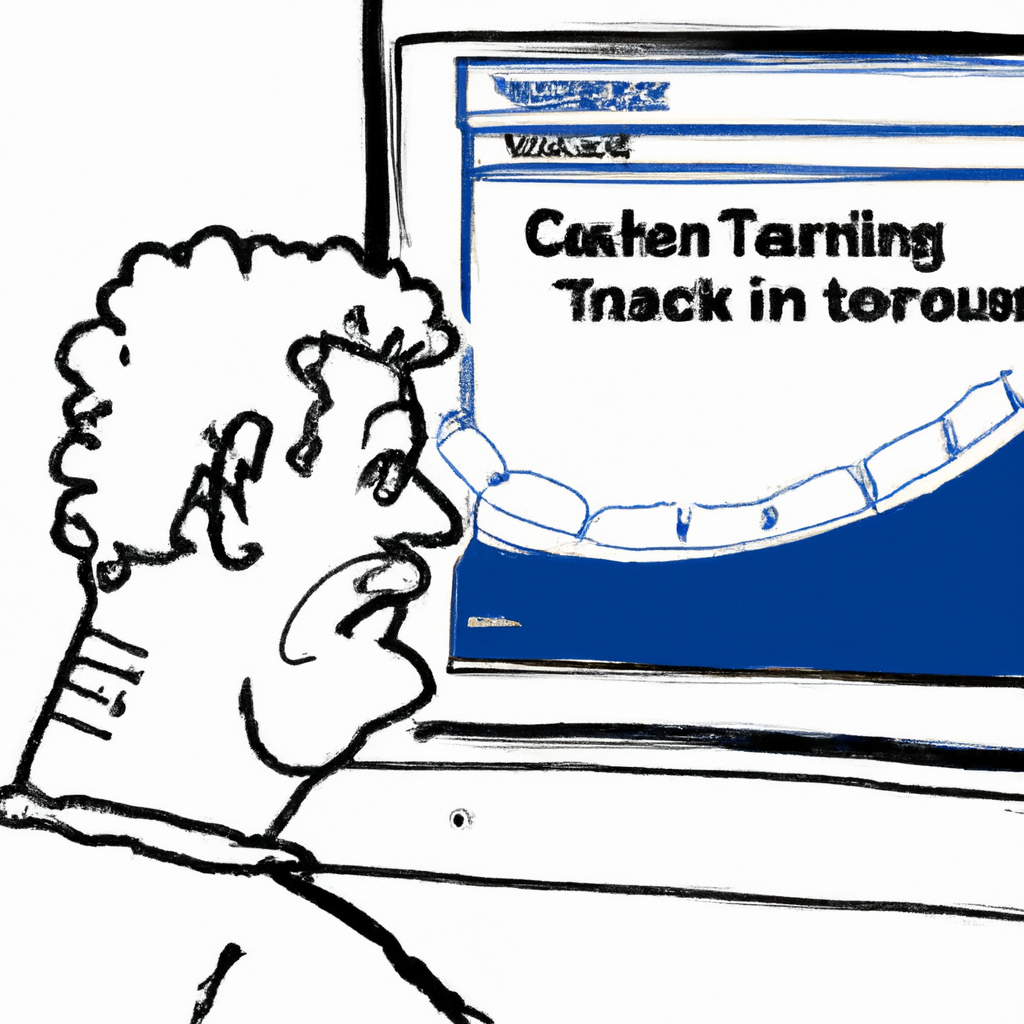An image depicting a frustrated customer gazing at a computer screen, displaying an Ontrac tracking page stuck in a time loop